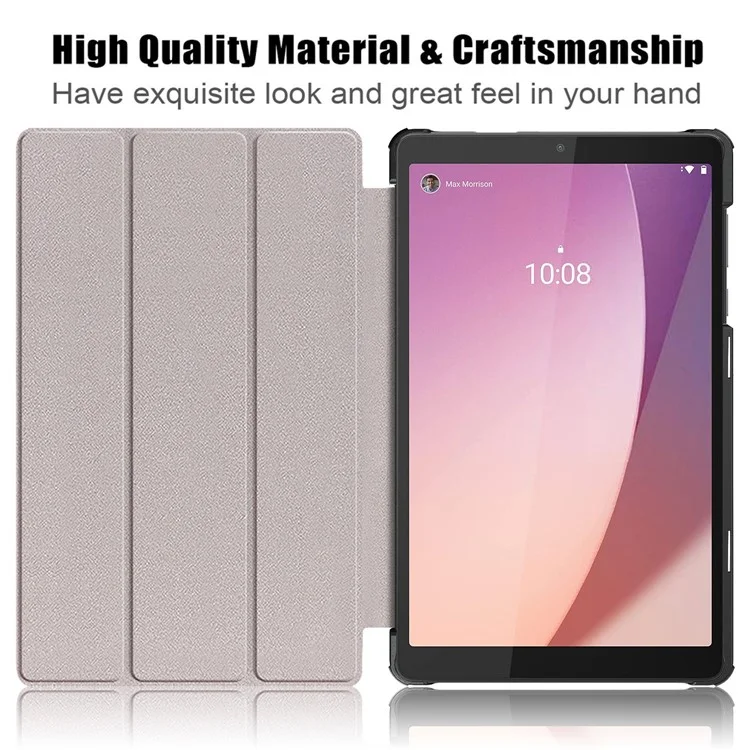 For Lenovo Tab M8 (4th Gen) 2024 TB-301XU / M8 (4th Gen) 2023 TB-300FU Tri-Fold Stand Solid Color PU Leather Tablet Cover - Black-Cellmalls
