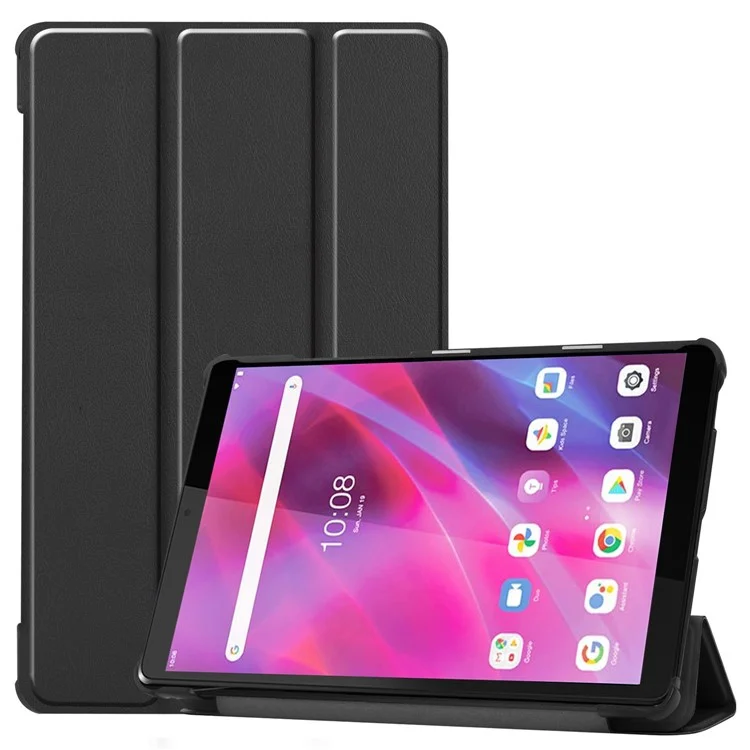 Stable Tri-fold Stand Stand Leather Tablet Covering Protection Case for Lenovo Tab M8 TB-8505X - Black-Cellmalls