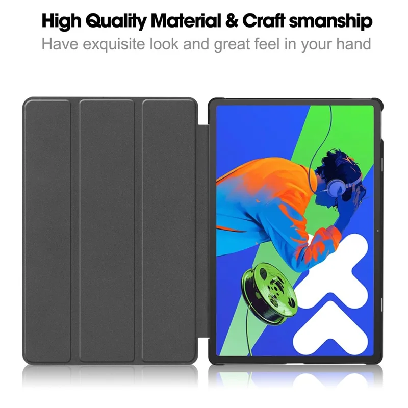 For Lenovo Xiaoxin Pad Pro 12.7 inch Case Anti-Drop Leather Stand Tablet Cover - Black-Cellmalls