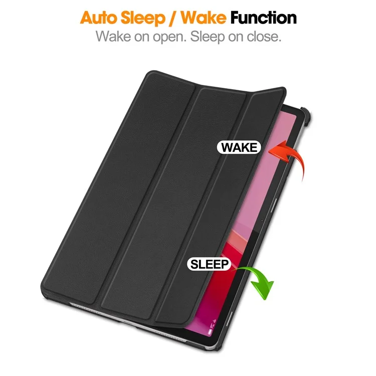 For Lenovo Tab M11 / Xiaoxin Pad 11 2024 Case Tri-Fold Stand PU Leather+PC Tablet Cover - Black-Cellmalls