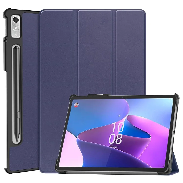 For Lenovo Tab P11 Pro Gen 2 Tri-fold Stand PU Leather Tablet Case Auto Wake / Sleep Function Drop-proof Cover - Purple-Cellmalls