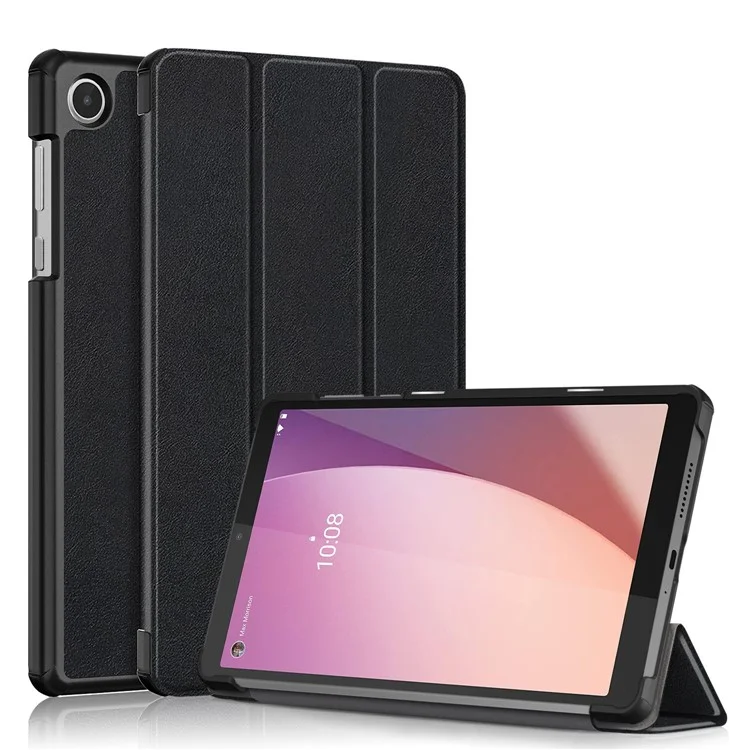 For Lenovo Tab M8 (4th Gen) 2024 TB-301XU / M8 (4th Gen) 2023 TB-300FU Tri-Fold Stand Solid Color PU Leather Tablet Cover - Black-Cellmalls