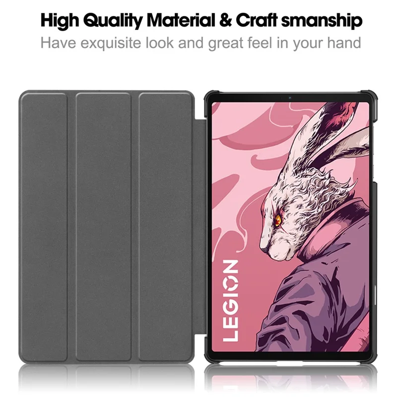 For Lenovo Legion Y700 (2023) / Tab Gen 2 Tri-Fold Stand Leather Case Tablet Cover - Black-Cellmalls