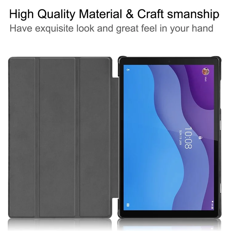 Tri-fold Leather Stand Tablet Case Narrow Bezel Multi-Color Tablet Cover for Lenovo Tab M10 HD Gen 2 TB-X306F/TB-X306X - Black-Cellmalls