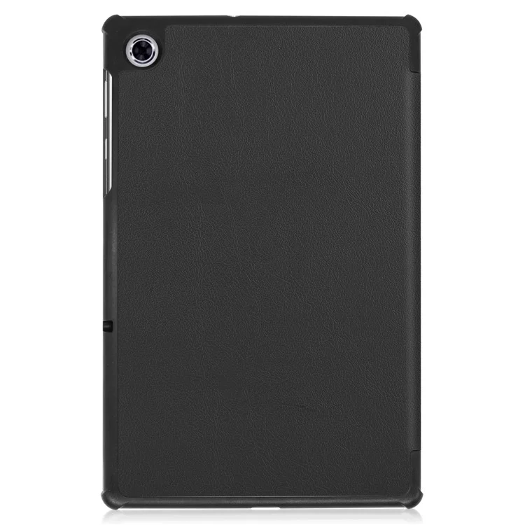 Tri-fold Leather Stand Case Textured PU Leather + PC Full Protective Tablet Case for Lenovo Tab M10 Plus TB-X606F - Black-Cellmalls