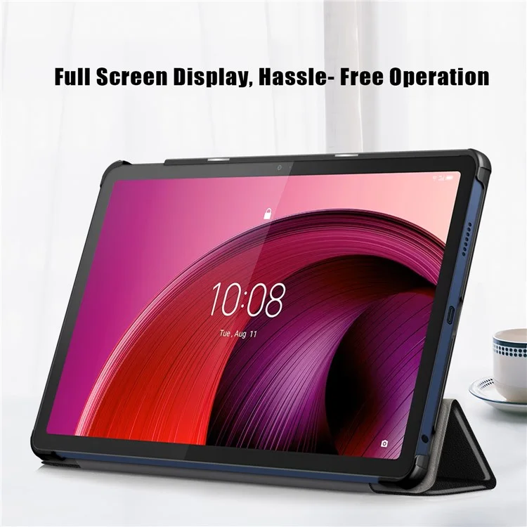 For Lenovo Tab M10 5G TB-360ZU Trifold Stand Smart Case PU Leather Full Body Protective Tablet Cover - Black-Cellmalls