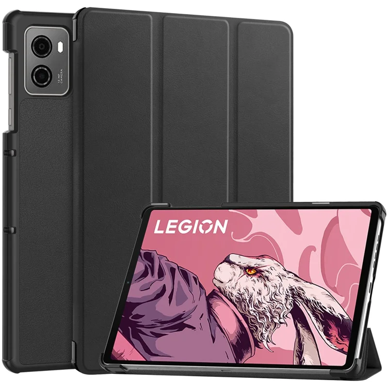 For Lenovo Legion Y700 (2023) / Tab Gen 2 Tri-Fold Stand Leather Case Tablet Cover - Black-Cellmalls