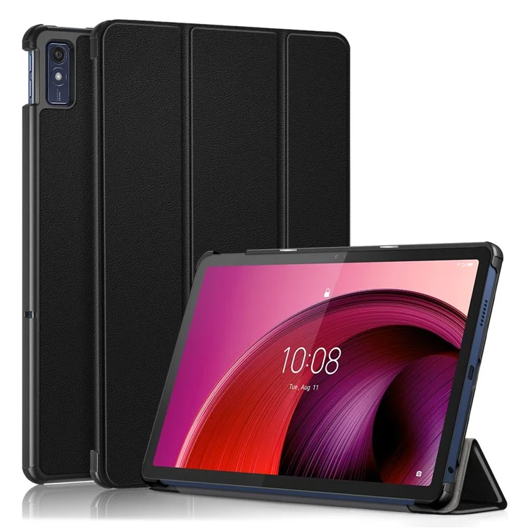 For Lenovo Tab M10 5G TB-360ZU Trifold Stand Smart Case PU Leather Full Body Protective Tablet Cover - Black-Cellmalls