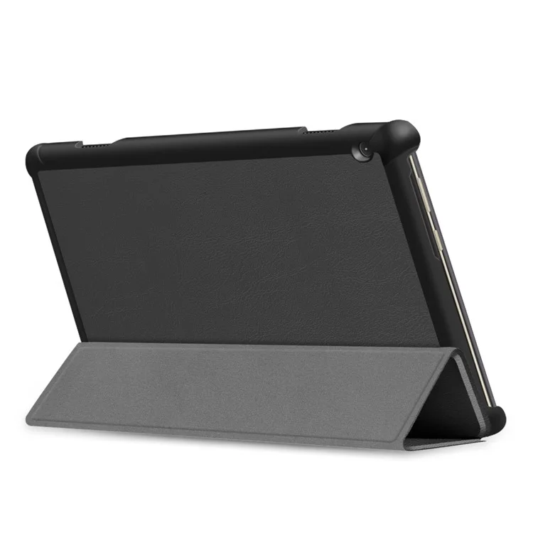 Tri-fold Stand Leather Case Narrow Bezel Design Dual-Angle Supporting Tablet Cover for Lenovo Tab M10 TB-X605F/TB-X505F - Black-Cellmalls