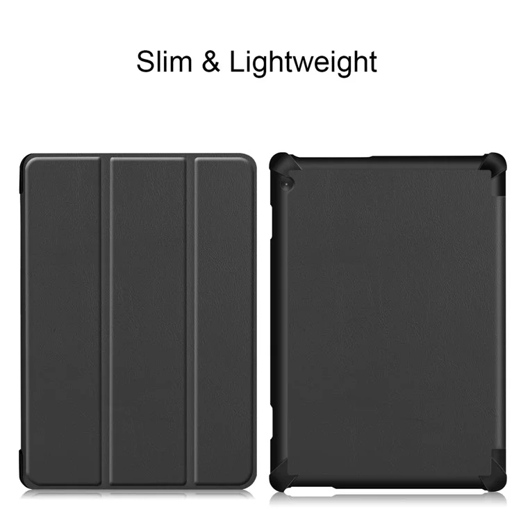 Tri-fold Stand Leather Case Narrow Bezel Design Dual-Angle Supporting Tablet Cover for Lenovo Tab M10 TB-X605F/TB-X505F - Black-Cellmalls