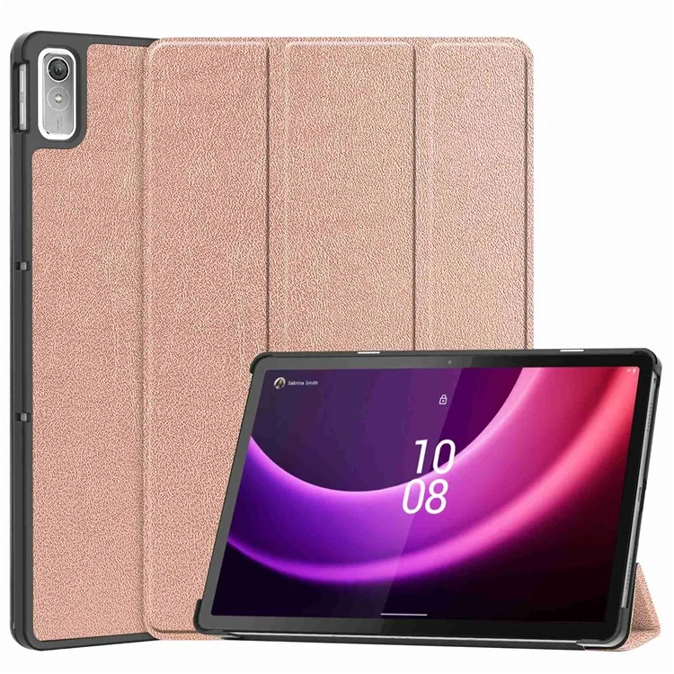 For Lenovo Tab P11 Gen 2 PU Leather Tri-fold Stand Tablet Shockproof Case Auto Wake / Sleep Full Protection Cover - Black-Cellmalls