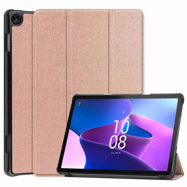 For Lenovo Tab M10 (Gen 3) TB-328FU / TB-328XU PU Leather Trifold Stand Cover Auto Sleep / Wake Case - Black-Cellmalls