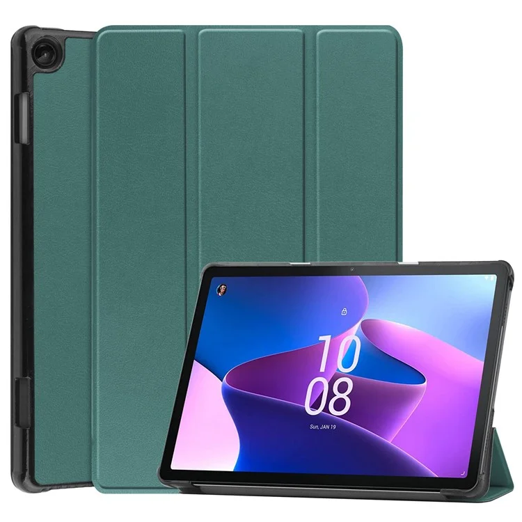 For Lenovo Tab M10 (Gen 3) TB-328FU / TB-328XU PU Leather Trifold Stand Cover Auto Sleep / Wake Case - Black-Cellmalls