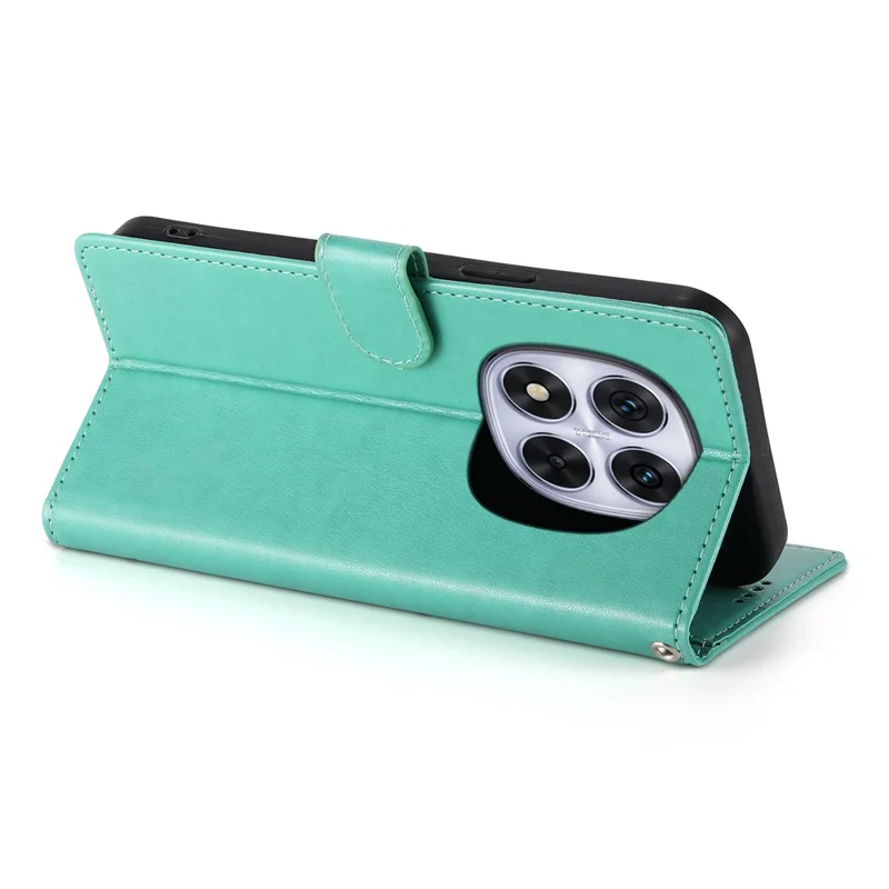 For Xiaomi Redmi Note 14 Pro 5G  /  Poco X7 5G Wallet Case Butterfly Floral Imprint PU Leather Phone Cover with Wrist Strap - Green-Cellmalls