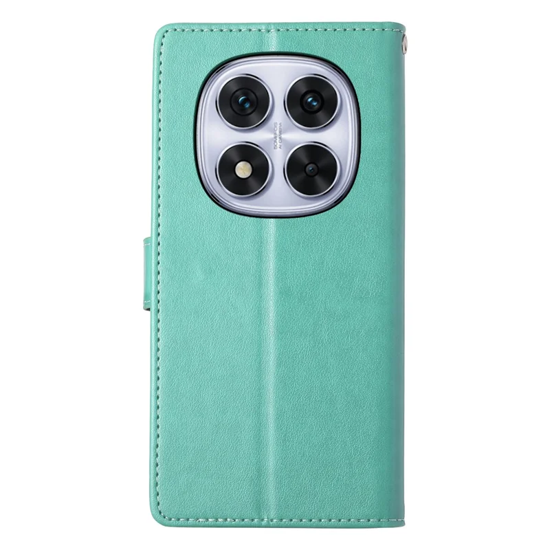 For Xiaomi Redmi Note 14 Pro 5G  /  Poco X7 5G Wallet Case Butterfly Floral Imprint PU Leather Phone Cover with Wrist Strap - Green-Cellmalls