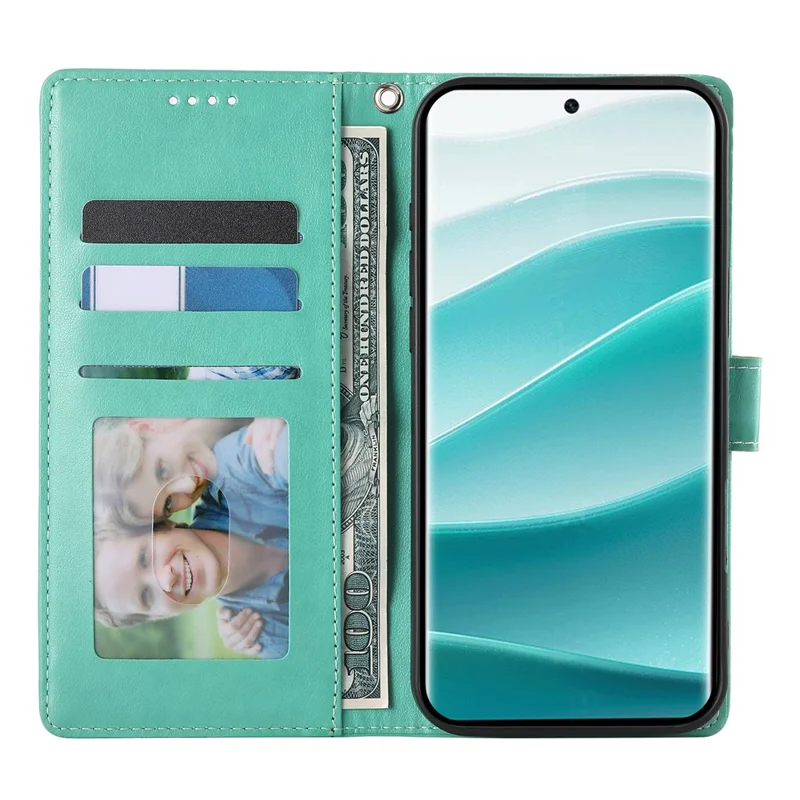 For Xiaomi Redmi Note 14 Pro+ 5G Wallet Case Butterfly Floral Imprint PU Leather Phone Cover with Wrist Strap - Green-Cellmalls