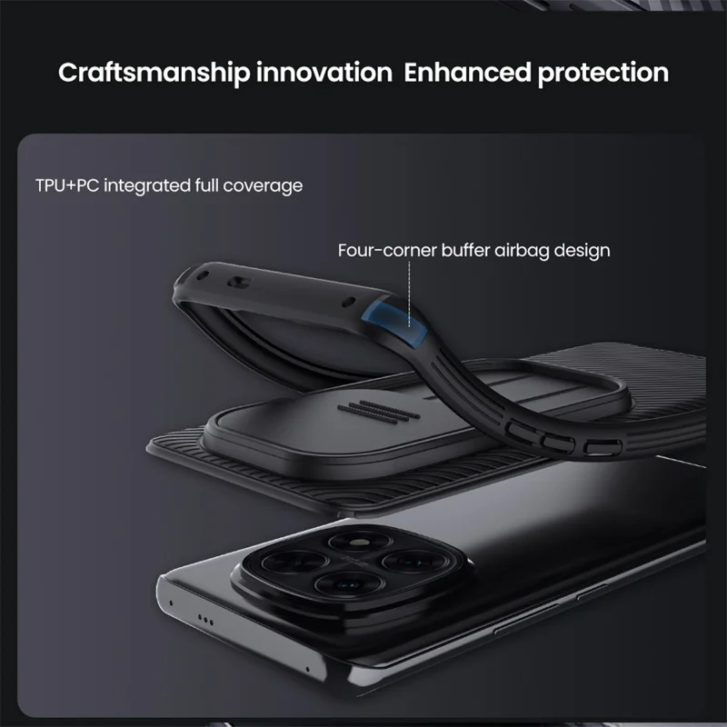 NILLKIN Camshield Pro Series for Xiaomi Redmi Note 14 Pro 5G / Poco X7 5G Case PC+TPU Slide Camera Lid Phone Cover - Black-Cellmalls