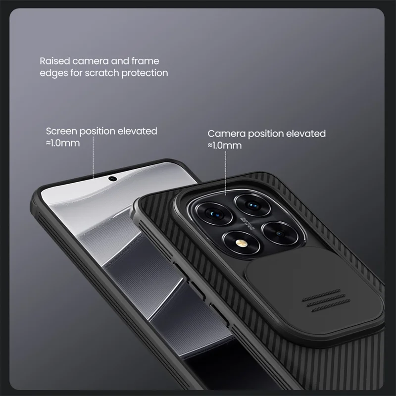NILLKIN Camshield Pro Series for Xiaomi Redmi Note 14 Pro+ 5G Case PC+TPU Slide Camera Lid Phone Cover - Black-Cellmalls