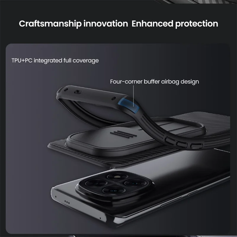 NILLKIN Camshield Pro Series for Xiaomi Redmi Note 14 Pro+ 5G Case PC+TPU Slide Camera Lid Phone Cover - Black-Cellmalls