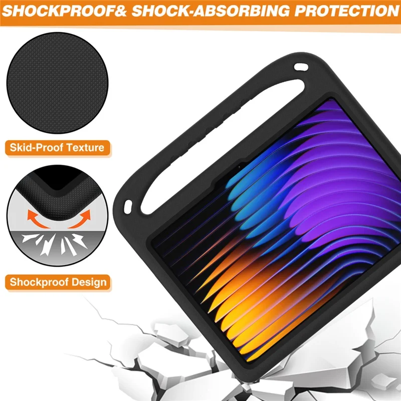For Xiaomi Pad 7 Pro  /  Pad 7 Case Hand Grip Kickstand Tablet EVA Cover - Black-Cellmalls