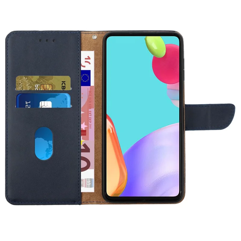 HT02 For Motorola Moto G Power (2024) Genuine Cow Leather Case Nappa Texture - Blue-Cellmalls