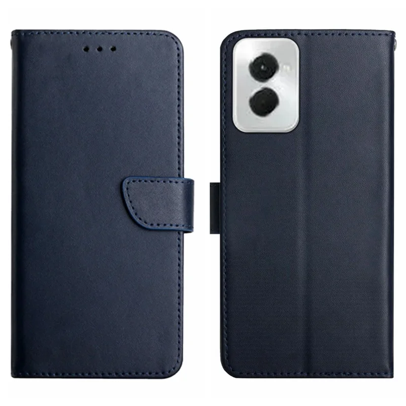 HT02 For Motorola Moto G Power (2024) Genuine Cow Leather Case Nappa Texture - Blue-Cellmalls