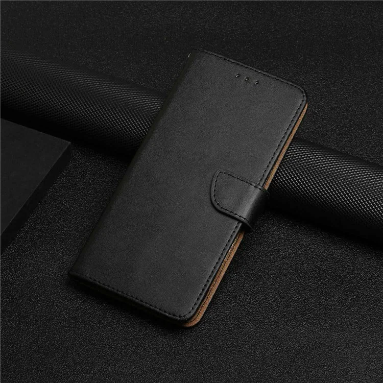 For Motorola Moto G22 Magnetic Closure Wallet Anti-fingerprint Genuine Leather Cover Nappa Texture Foldable Stand Phone Case - Black-Cellmalls