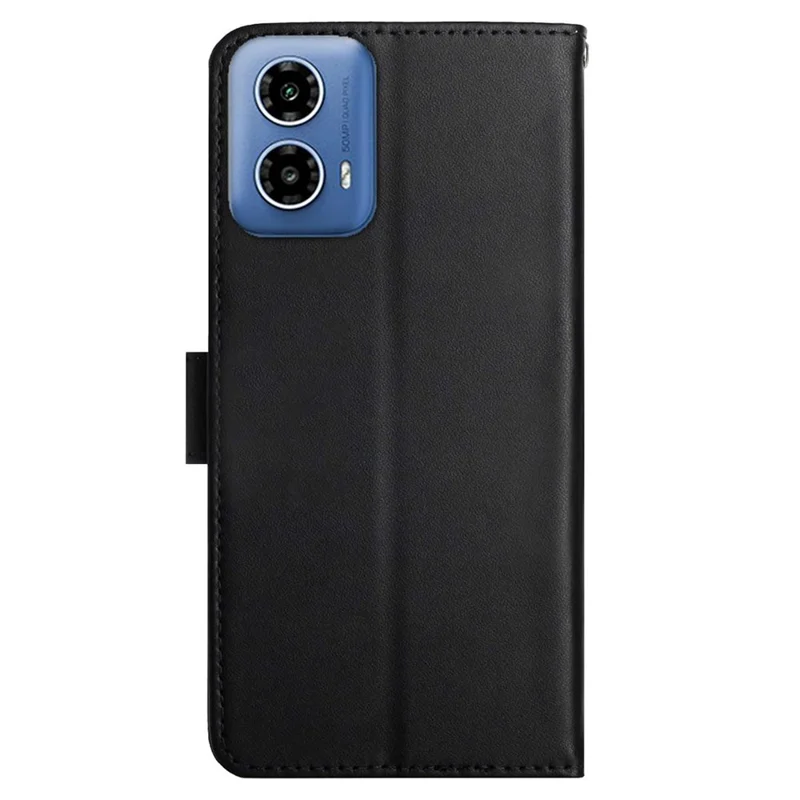 HT02 For Motorola Moto E14 4G / G04 4G / G04s 4G / G24 4G Phone Case Wallet Card Slots Cover Nappa Texture - Black-Cellmalls