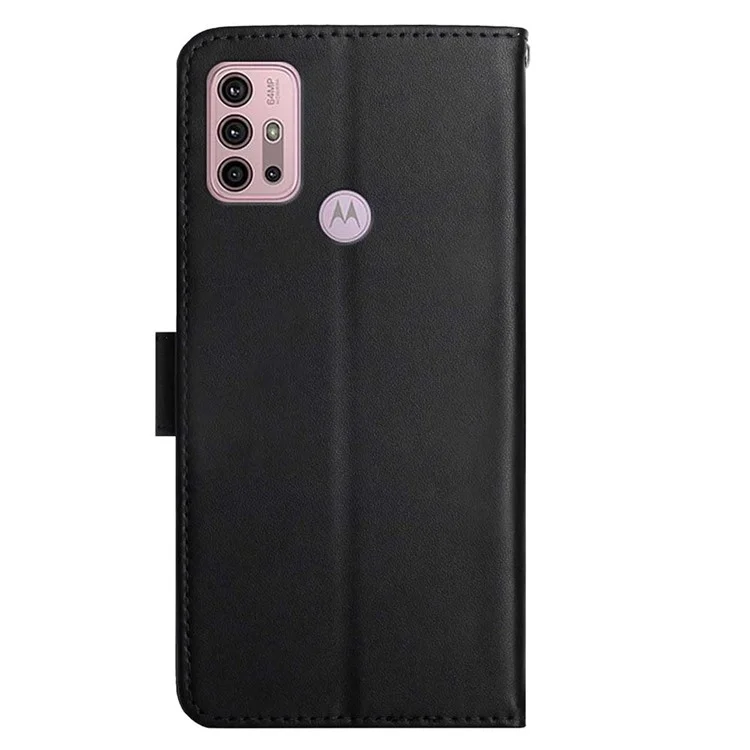 Magnetic Closure Flap Genuine Leather Nappa Texture Multifunction Wallet Stand Full Body Protective Phone Case for Motorola Moto G30/G20/G10 - Black-Cellmalls