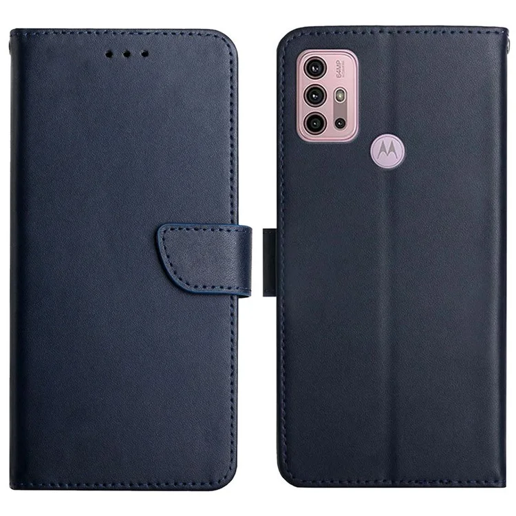 Magnetic Closure Flap Genuine Leather Nappa Texture Multifunction Wallet Stand Full Body Protective Phone Case for Motorola Moto G30/G20/G10 - Black-Cellmalls