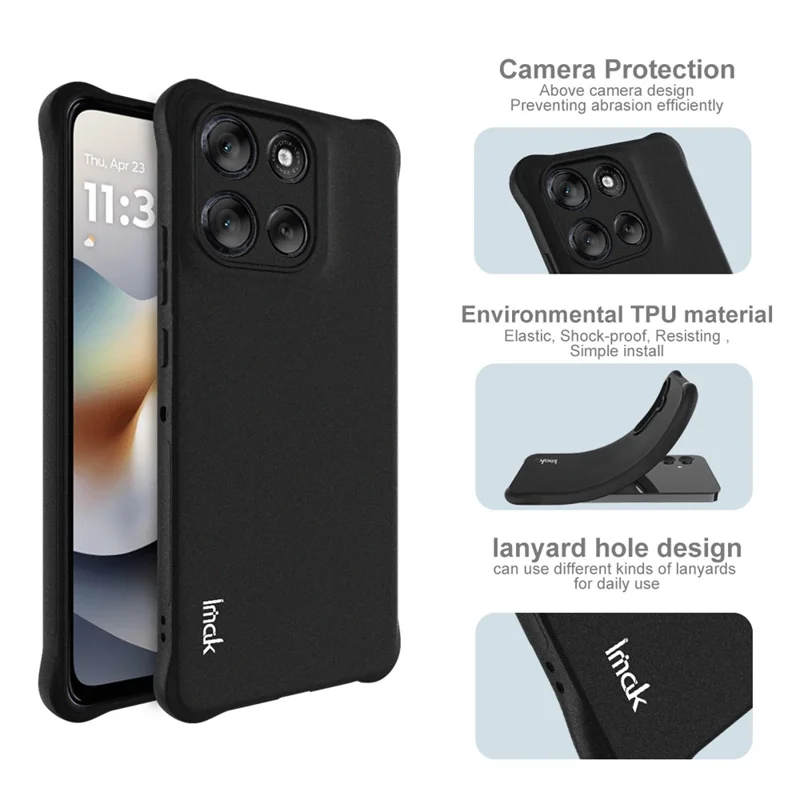 IMAK For Motorola Moto G86 Power 5G Case TPU Phone Cover Airbag Shockproof Protection - Matte Black-Cellmalls