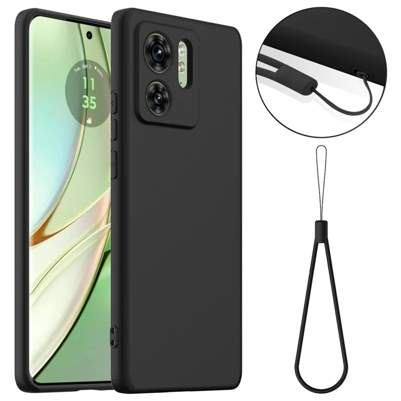 For Motorola Edge 40 5G Case Compatible with MagSafe Anti-Drop Liquid Silicone Phone Cover with Lanyard - Black-Cellmalls