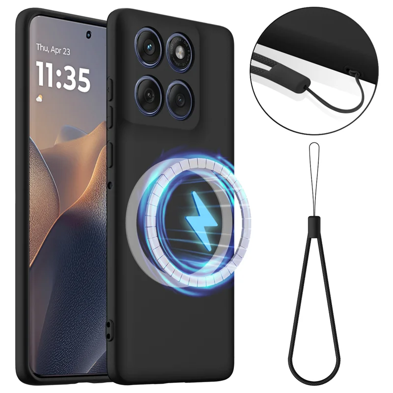 For Motorola Edge (2025) 5G Case Compatible with MagSafe Anti-Drop Liquid Silicone Phone Cover - Black-Cellmalls