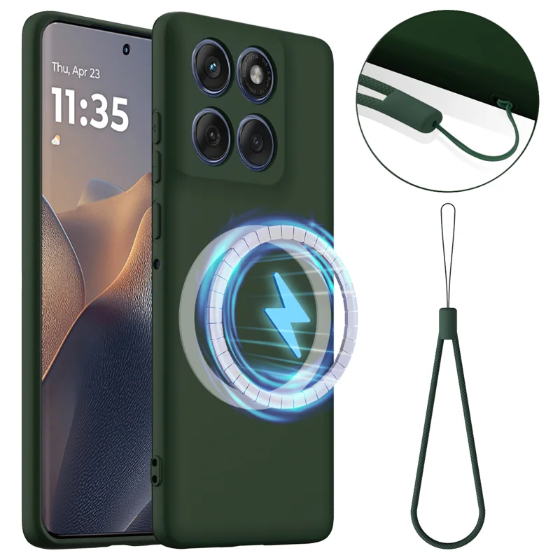 For Motorola Edge (2025) 5G Case Compatible with MagSafe Anti-Drop Liquid Silicone Phone Cover - Black-Cellmalls