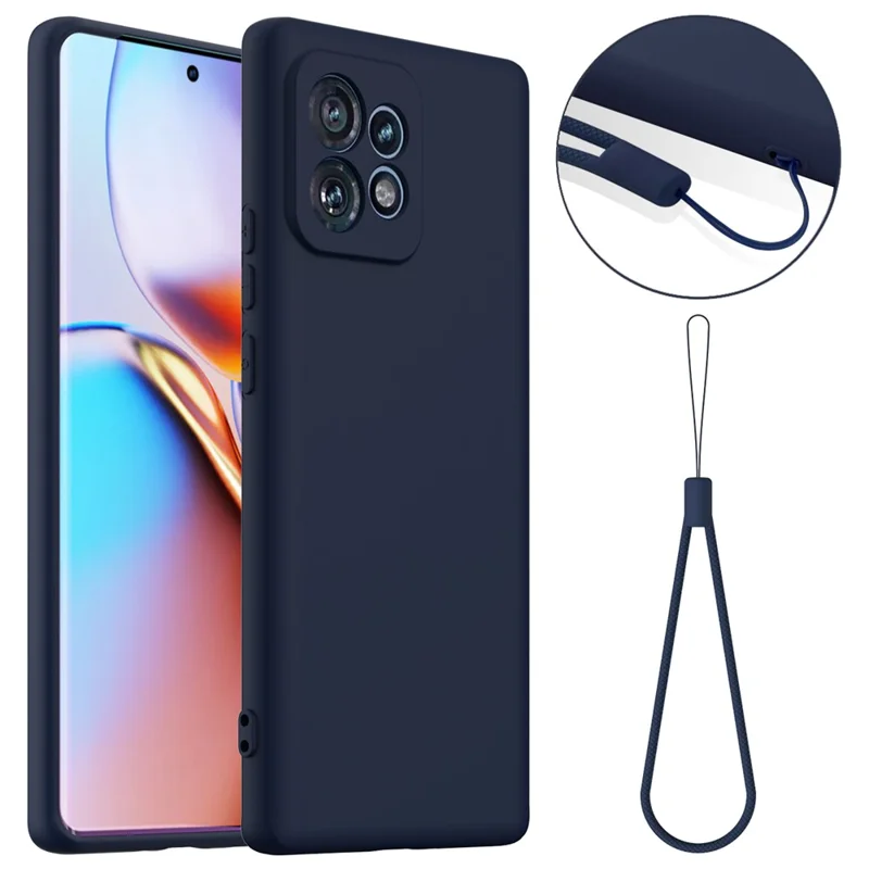 Liquid Silicone Case For Motorola Edge 40 Pro 5G  /  Edge+ (2023)  /  Moto X40 5G Compatible with MagSafe Phone Cover with Lanyard - Dark Blue-Cellmalls