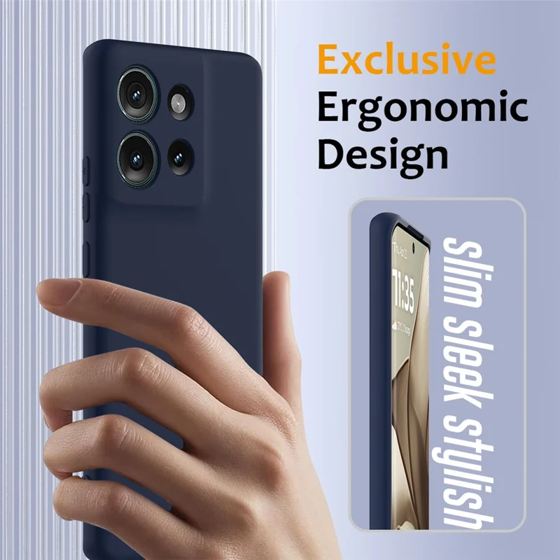 For Motorola Edge 50 5G Case Compatible with MagSafe Liquid Silicone Phone Cover with Lanyard - Dark Blue-Cellmalls