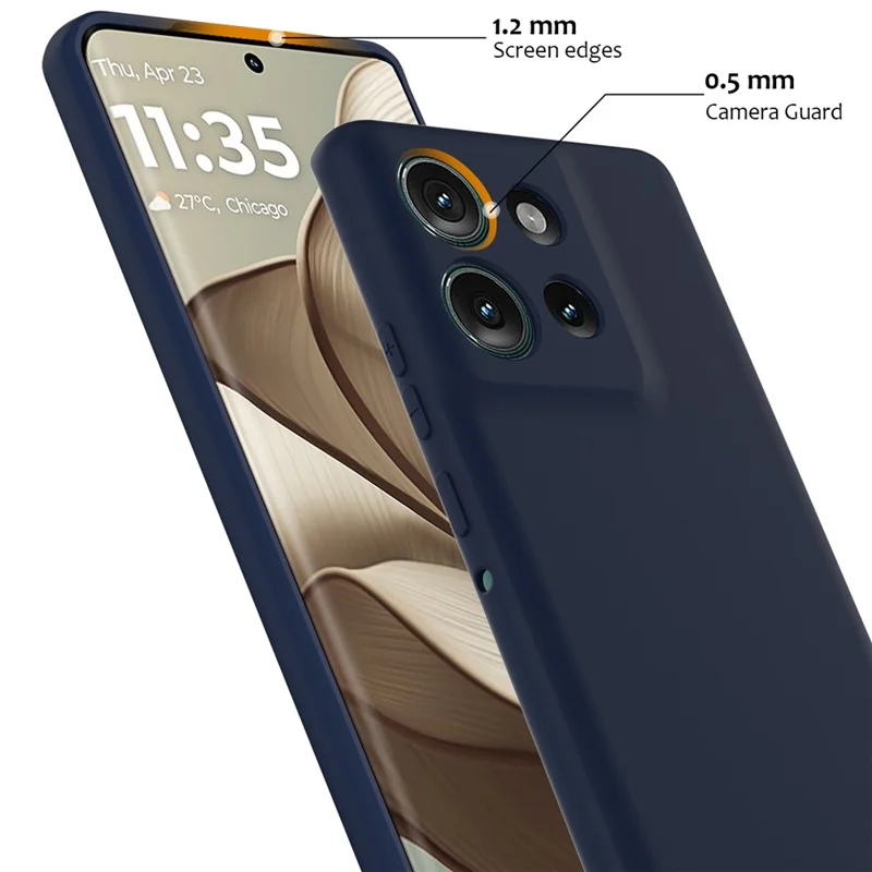 For Motorola Edge 50 5G Case Compatible with MagSafe Liquid Silicone Phone Cover with Lanyard - Dark Blue-Cellmalls