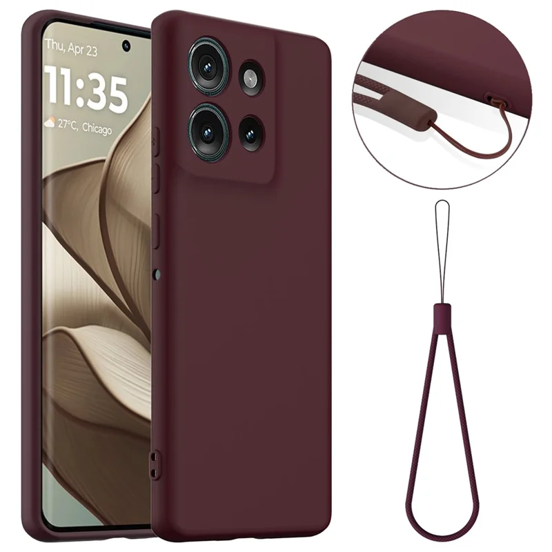 For Motorola Edge 50 5G Case Compatible with MagSafe Liquid Silicone Phone Cover with Lanyard - Dark Blue-Cellmalls