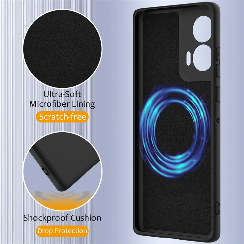 For Motorola Edge 50 Fusion 5G Case Compatible with MagSafe Anti-Drop Liquid Silicone Phone Cover with Lanyard - Black-Cellmalls