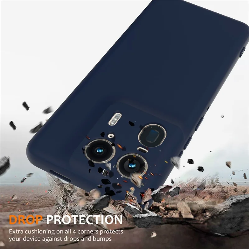 For Motorola Edge 50 Ultra 5G  /  Moto X50 Ultra 5G Case Compatible with MagSafe Anti-Drop Liquid Silicone Phone Cover with Lanyard - Dark Blue-Cellmalls