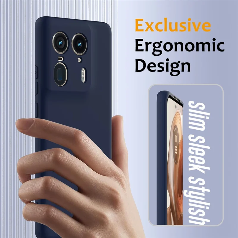 For Motorola Edge 50 Ultra 5G  /  Moto X50 Ultra 5G Case Compatible with MagSafe Anti-Drop Liquid Silicone Phone Cover with Lanyard - Dark Blue-Cellmalls