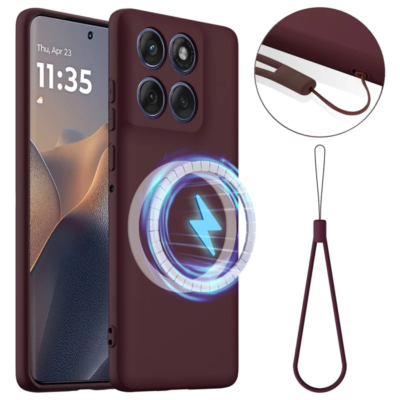 For Motorola Edge 60 Pro 5G Case Compatible with MagSafe Anti-Drop Liquid Silicone Phone Cover - Black-Cellmalls