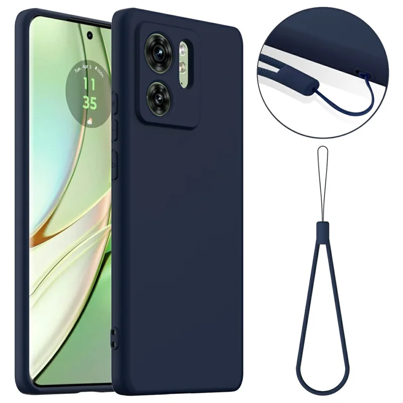 For Motorola Edge (2023) 5G Case Compatible with MagSafe Liquid Silicone Phone Cover with Lanyard - Dark Blue-Cellmalls