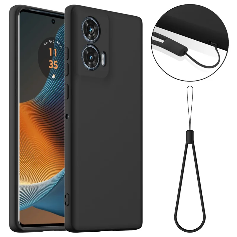 For Motorola Edge 50 Fusion 5G Case Compatible with MagSafe Anti-Drop Liquid Silicone Phone Cover with Lanyard - Black-Cellmalls