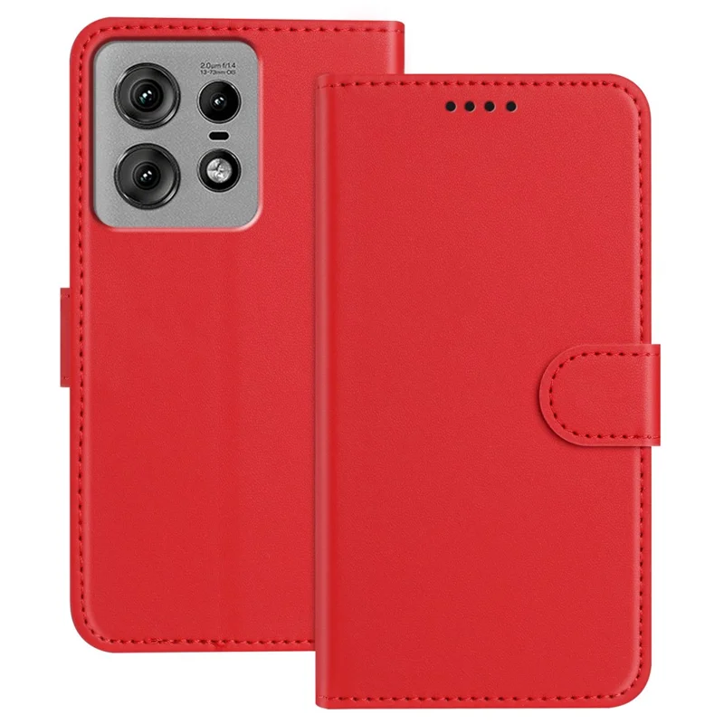 For Motorola Edge 50 Pro 5G Leather Case Wallet Stand Solid Color Anti Drop Phone Cover - Black-Cellmalls