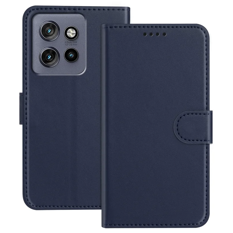 For Motorola ThinkPhone 25 5G / Motorola Edge 50 Neo 5G Leather Case Wallet Stand Solid Color Anti Drop Phone Cover - Black-Cellmalls