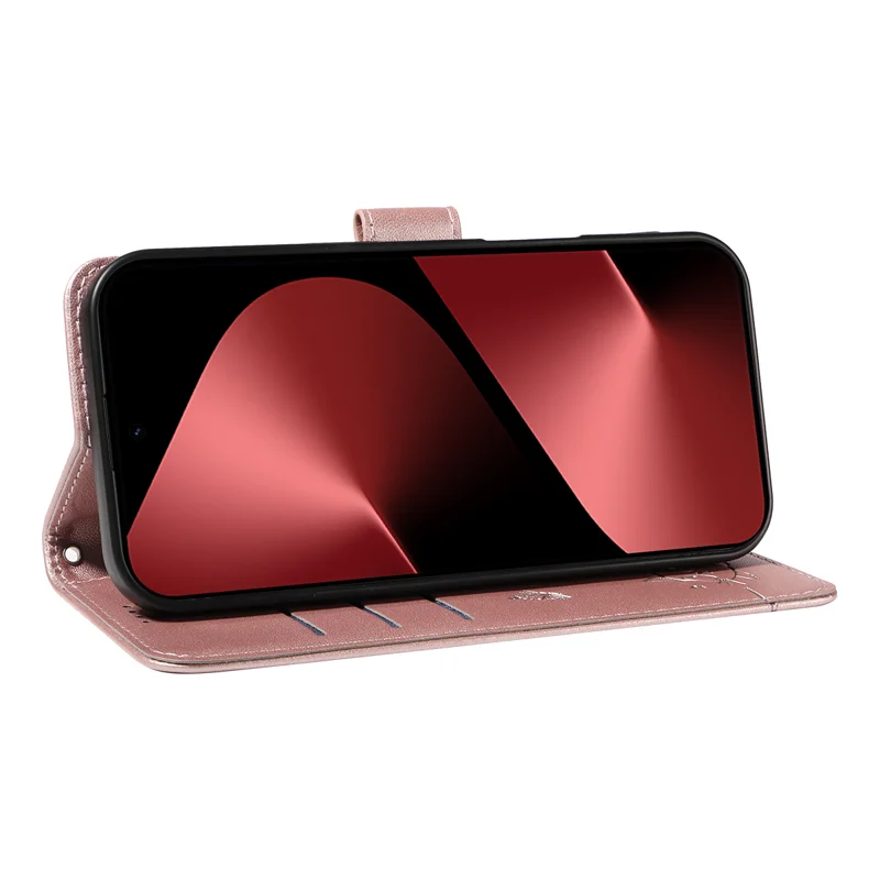 For Huawei Pura 80 Pro+ / Huawei Pura 80 Pro Case Cat Pattern Imprint Leather Phone Cover with Wrist Strap - Rose Gold-Cellmalls