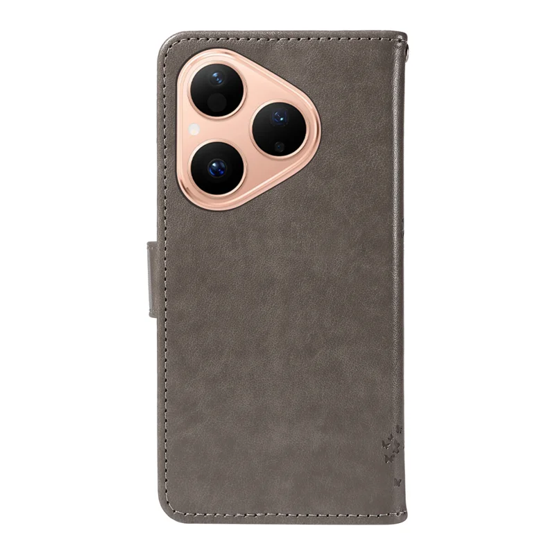 For Huawei Pura 80 Phone Case with Stand Cat Tree Pattern Leather Wallet Mobile Cover - Grey-Cellmalls