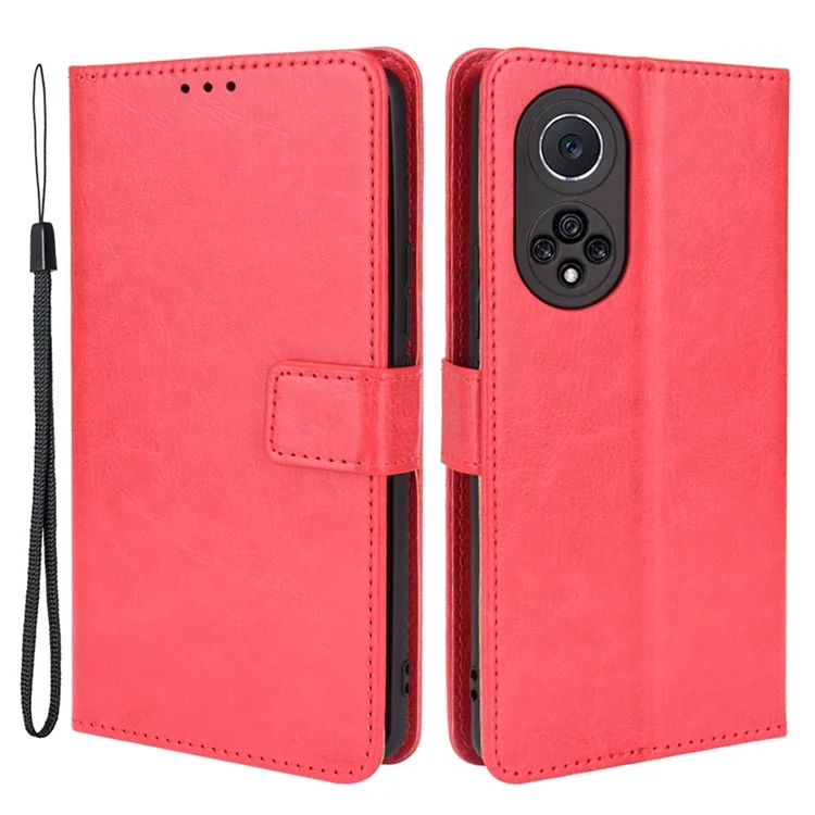 Crazy Horse Texture PU Leather Anti-drop Wallet Stand Design Phone Case Shell for Huawei nova 9 - Black-Cellmalls