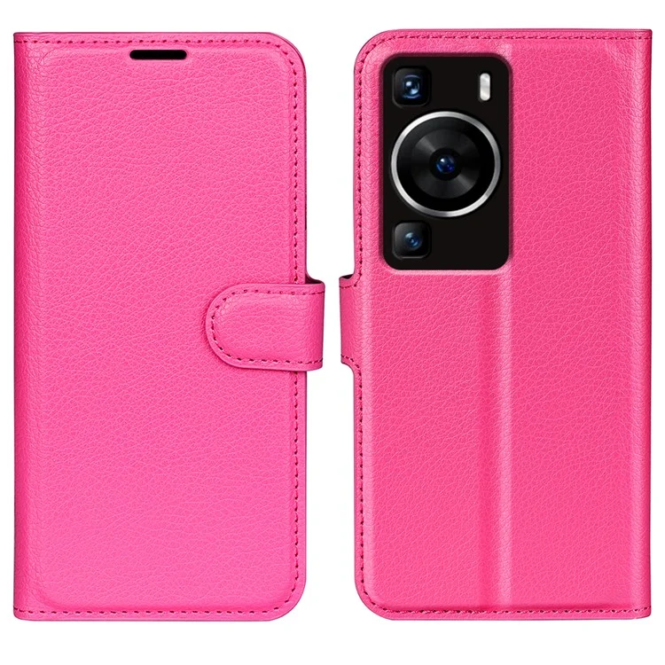 For Huawei P60 PU Leather Phone Stand Case Litchi Texture Wallet Phone Cover - Black-Cellmalls